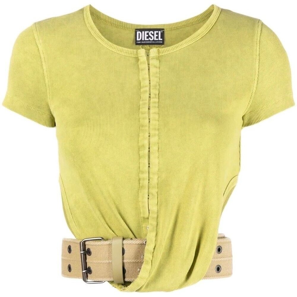 Diesel lime green belted cut out shirt / Small